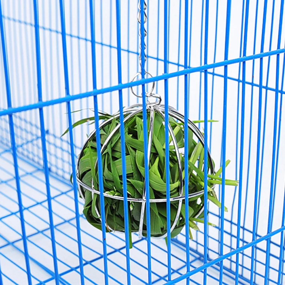 

3PCS Rabbit Hay Feeder Grass Ball Pet Cage Silver Small Animal Metal Durable Stainless Steel Hanging Easy Clean Toy