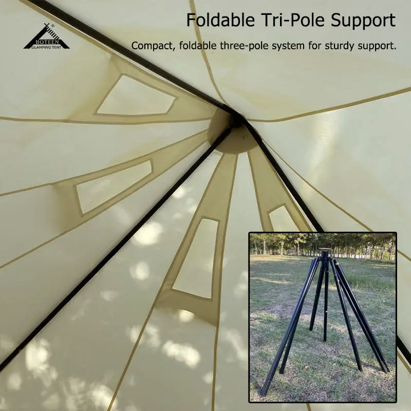 Outdoor Cotton Bell Tent No Center Pole Waterproof Family Camping Tent Party Yurt Canvas Tent For Events Travel Naturhike