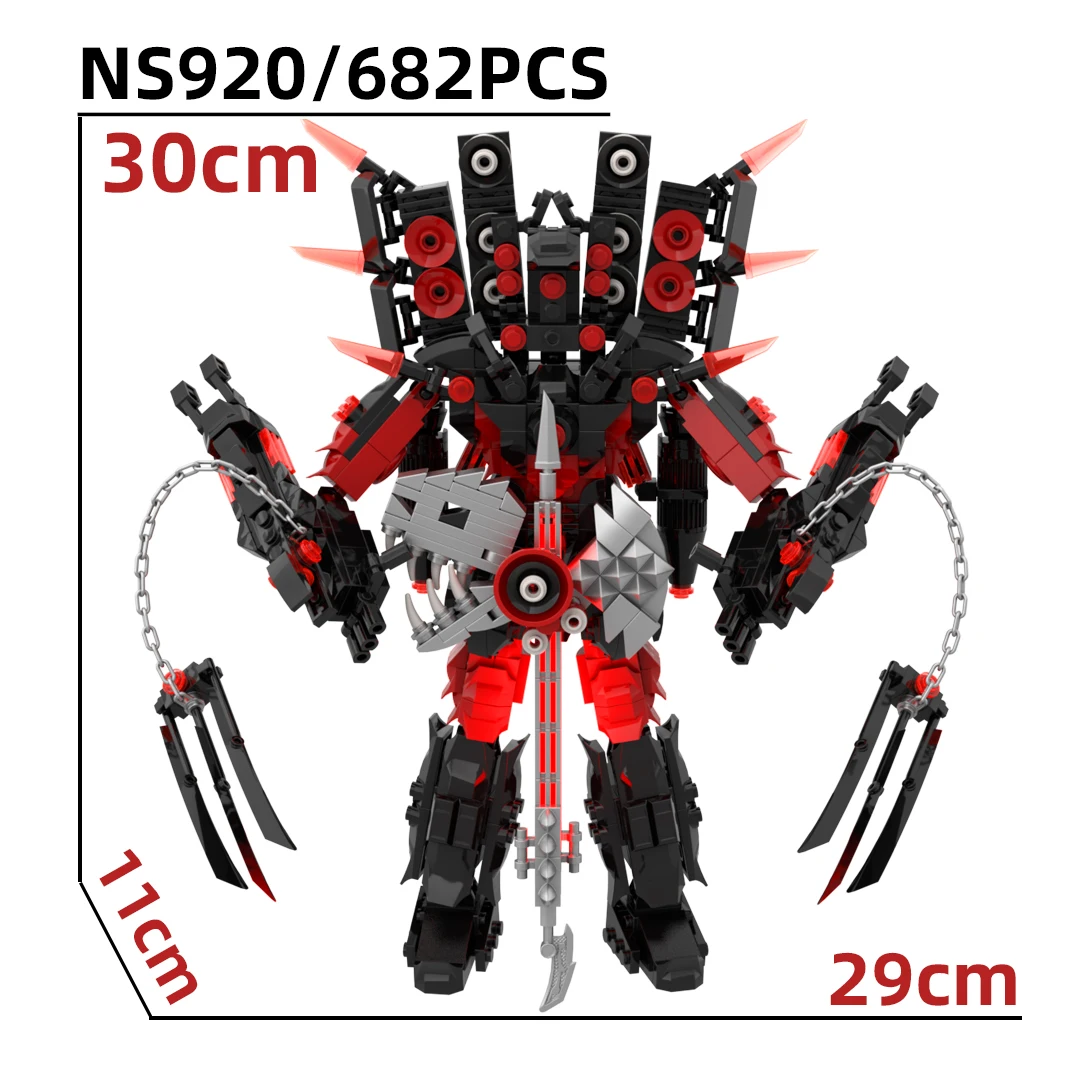 Nowy Zestaw Klocków Titan Guitor Speaker Man Kreatywna Toaleta Skibidi z Siekierą DIY Zabawka z Klocków dla Chłopców Prezent na Boże Narodzenie