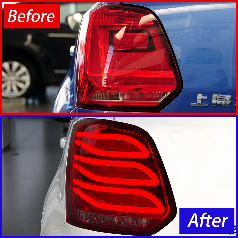 Upgrade Dynamic Auto LED Taillight Assembly For VW Polo 2011-2018 Car Accessories Tools Sequential Turn Signal Plug and Play