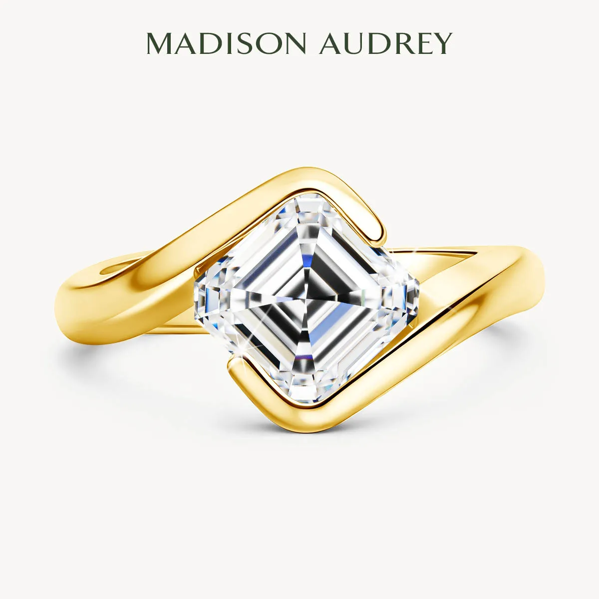 

2ct Asscher Cut Moissanite ring 18k Gold plated for Women D VVS1 Engagement Ring 925 Silver Christmas Gifts Fine Jewelry