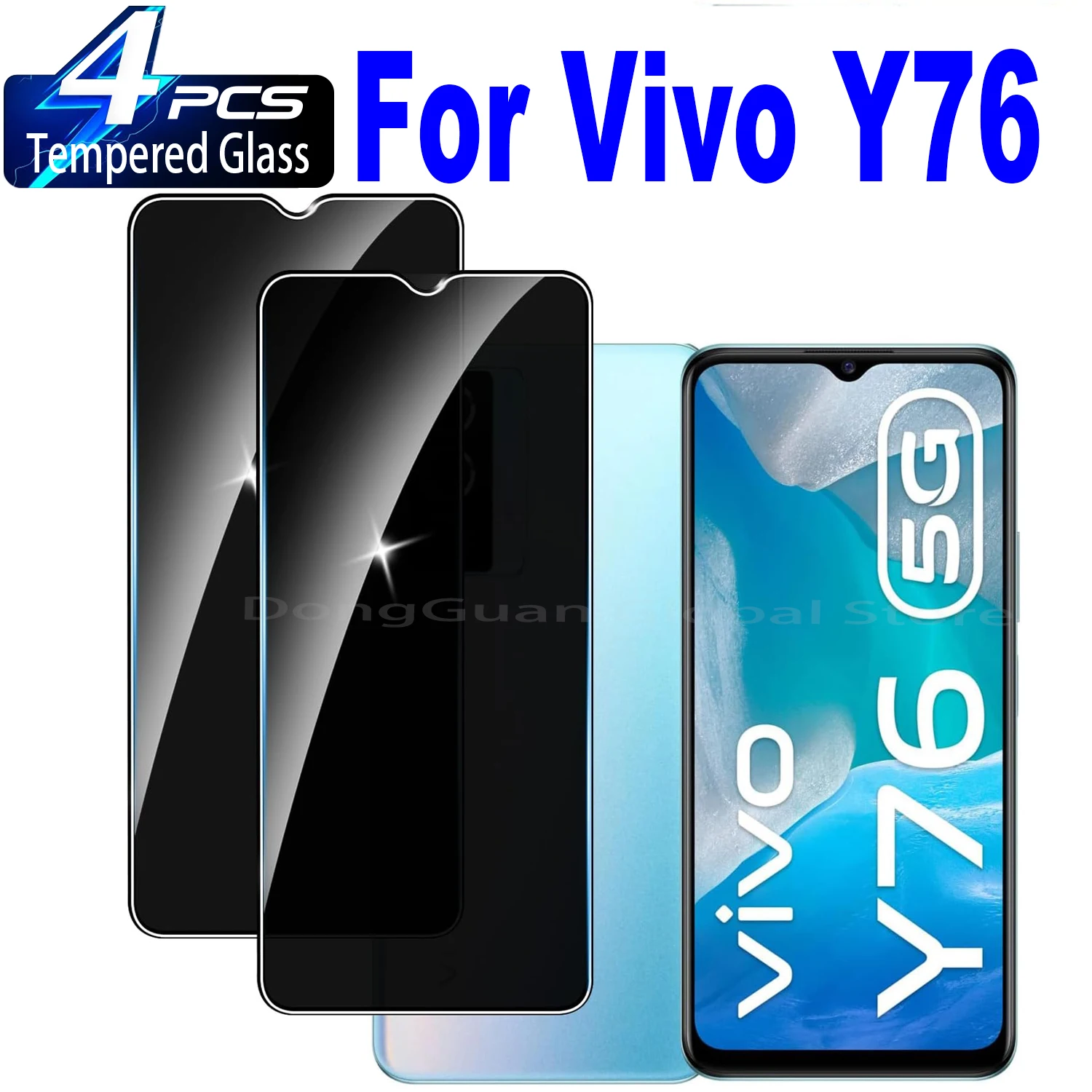 For Vivo Y76 5G Anti Spy Tempered Glass Protector Privacy Screen