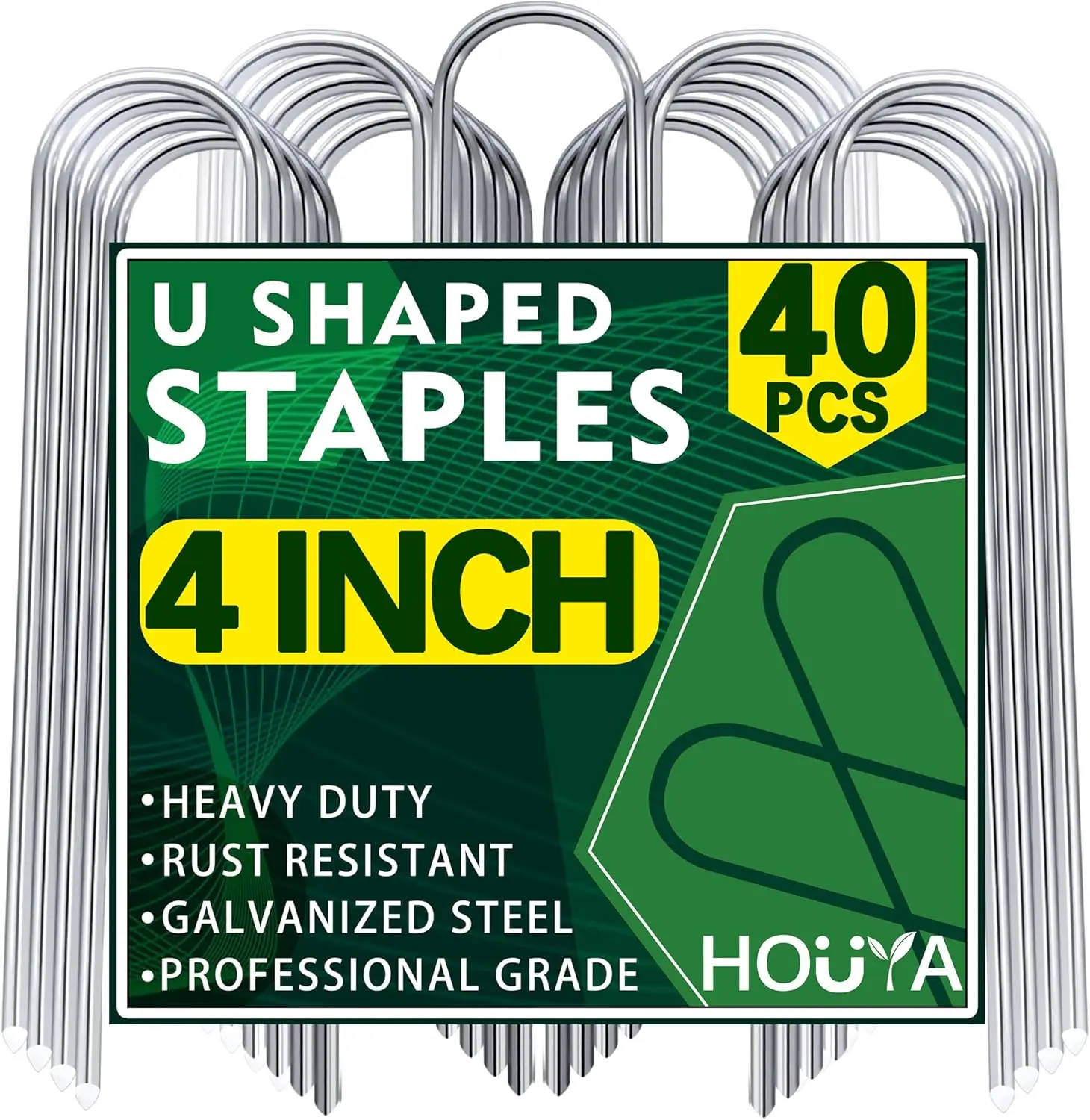 

40-Pack 4-Inch Galvanized U-Shaped Garden Stakes for Drip Irrigation Tubing, Soaker Hoses & Landscape Fabric