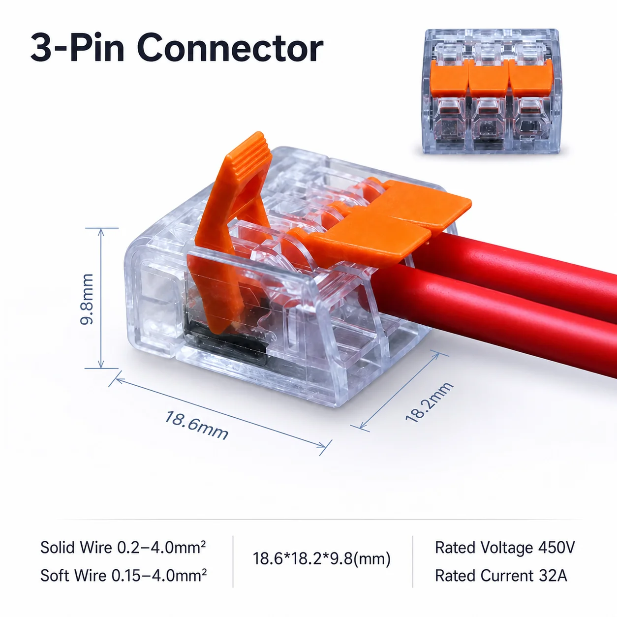Elektrische Kabelconnectoren 50PCS 2/3/4/5 Poort Hendel Draadconnector Quick Splice Elektrische Draadterminal 32A 450V 0.15-4mm2 Kit