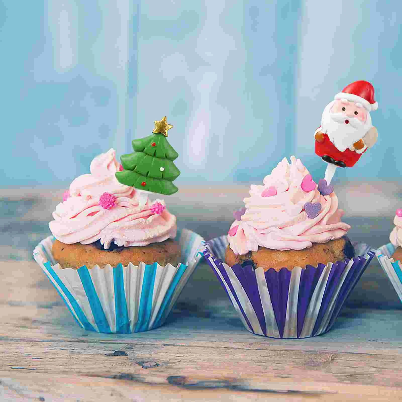 Décoration de gâteau de Noël sur le thème du festival, décoration de style, insertion de résine, 8 pièces
