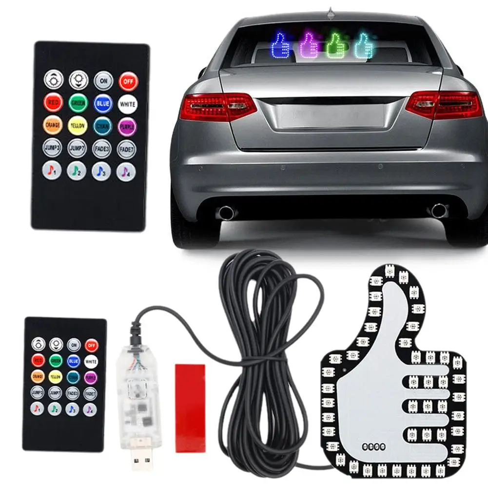 2024 New LED Car Finger Light Illuminated Gesture Light Funny Window Remote Finger Auto Road Signs Sticker Middle Back Rage F0Q4