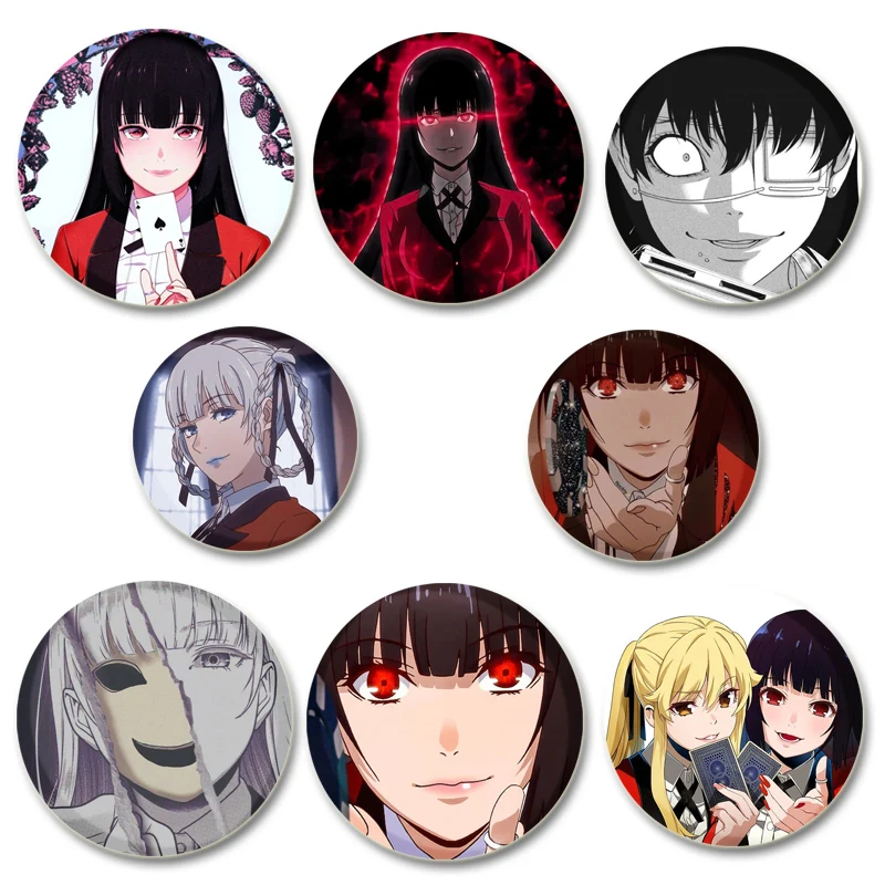 Anime Kakegurui Brooch Handmade Pin Cartoon Figure Yumeko Jabami Badge Cartoon Cosplay Badge for Backpack Decor Jewelry Gifts