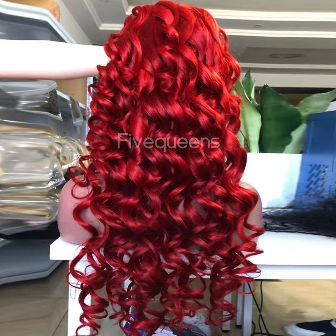 13X4 Red TP Lace Frontal Human Hair Wigs Red Colored Body Wave Lace Front Wig Burgundy Brazilian Hair Wigs For Women