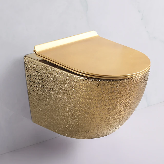 

luxury gold wall-mounted toilet bathroom floating wall-mounted ceramic wall-mounted