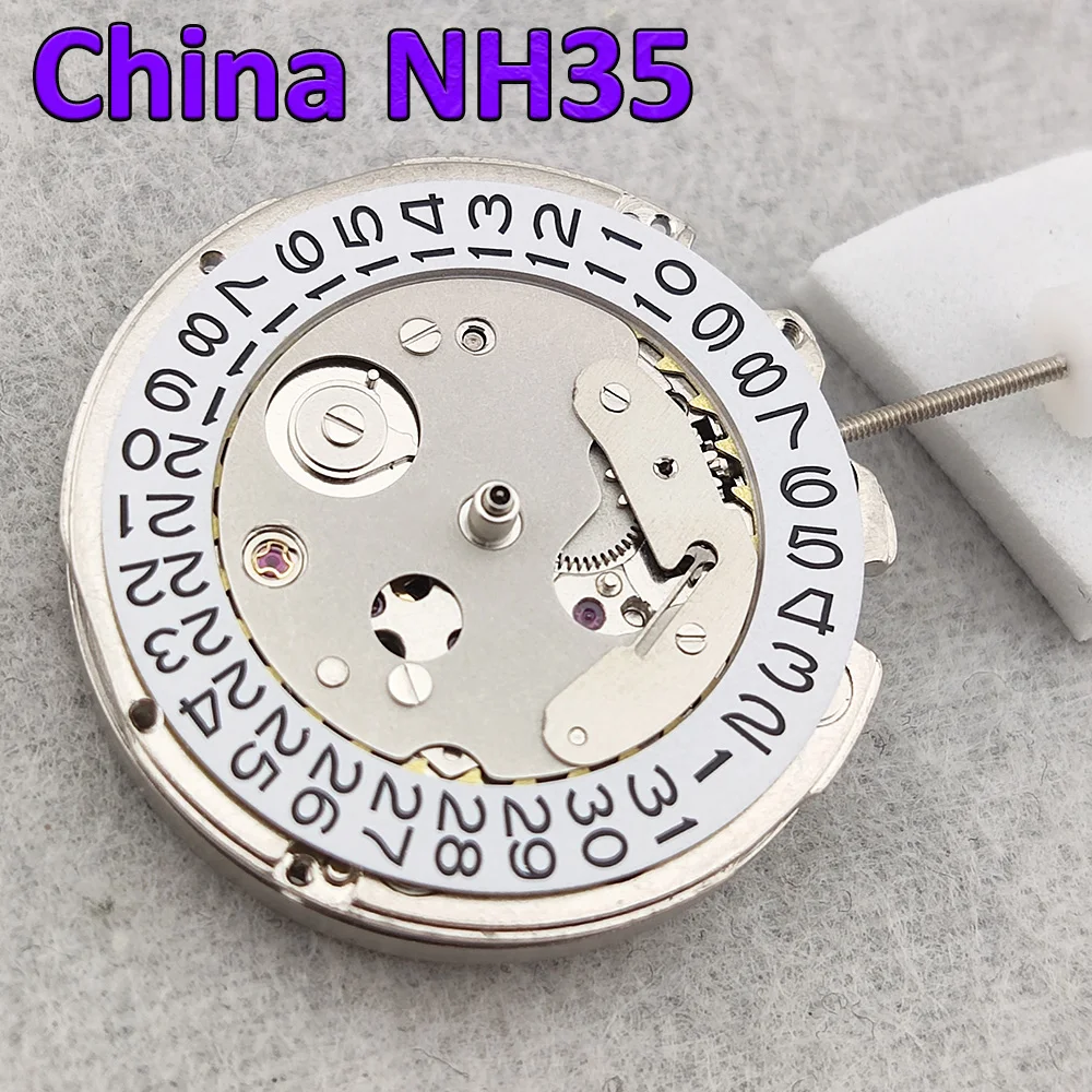 

Китай Механизм NH35 Высокоточный автоматический механический механизм может заменить японский механизм NH35 Дата в 3-х часах Белый календарь