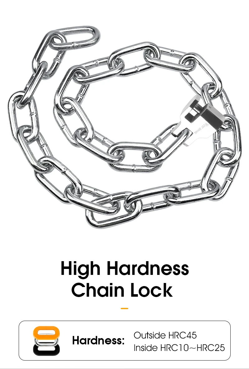 WEST BIKING Bicycle Lock MTB Road Bike Heavy Duty Safety Anti-Theft Chain Lock for Motorcycle Lengthen Thicken Chain Anti-Rust