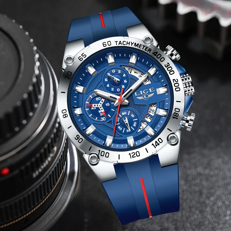 

LIGE Outdoor Casual Quartz Man Watch Fashion Silicone Sport Calendar Waterproof Luminous Watches for Men Wristwatch Reloj Hombre