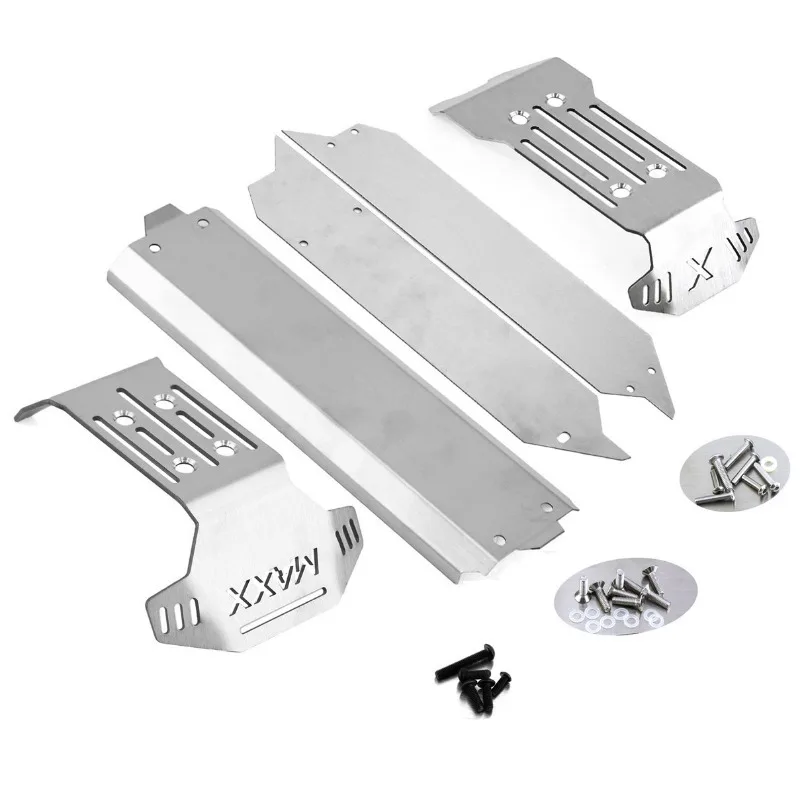5-Piece Stainless Steel Chassis Armor Set for TRAXXAS 1/10 MAXX V2.0 & WIDEMAXX Monster Trucks-Front & Rear Skid Plate Protector