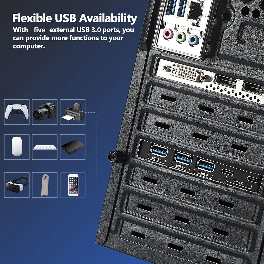 PCI-E x 1 para Cartão de Expansão USB, USB 3.0, 5Gpbs, PCI Express Card, Placa-mãe para PC, Desktop, Windows, Mac, Linux