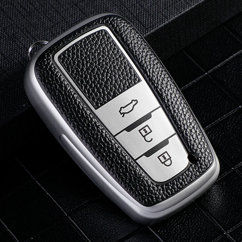 2 3 Buttons Leather TPU Car Key Cover Protective Case Holder For Toyota Camry Prius Corolla C-HR CHR Prado 2018 RAV4 Accessories