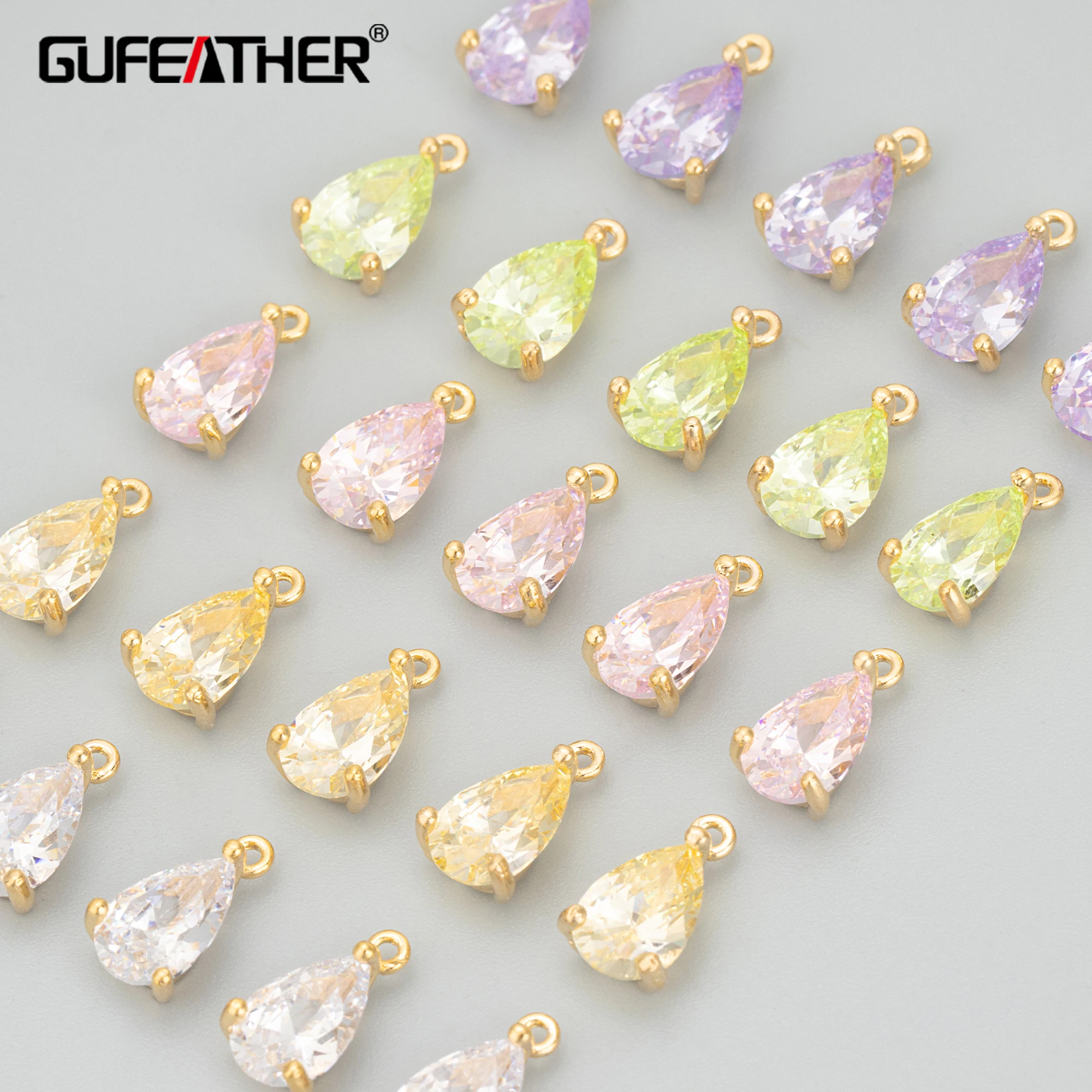 

GUFEATHER 10pcs/lot,MD17,jewelry accessories,18k gold rhodium plated,copper,AAA zircons,charms,diy pendants,jewelry making