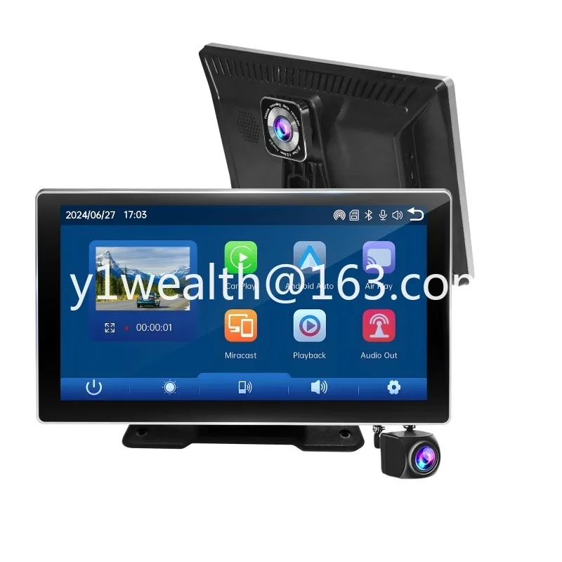 2K 9-inch wireless car portable navigation screen with front and rear dual recorders DVR car cameras