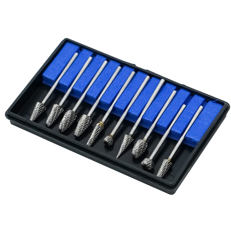 

10pcs Dental Tungsten Carbide Burs Kits Tungsten Dental Milling Cutters Tungsten Steel Grinding Head Lab Burrs Tooth Drill