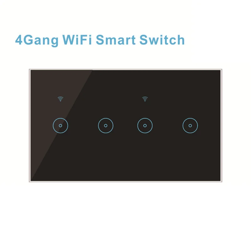 Interruptor de luz de pared inteligente Wifi 10A Panel táctil de vidrio Interuptor inalámbrico Control remoto inalámbrico de 4 entradas (blanco)