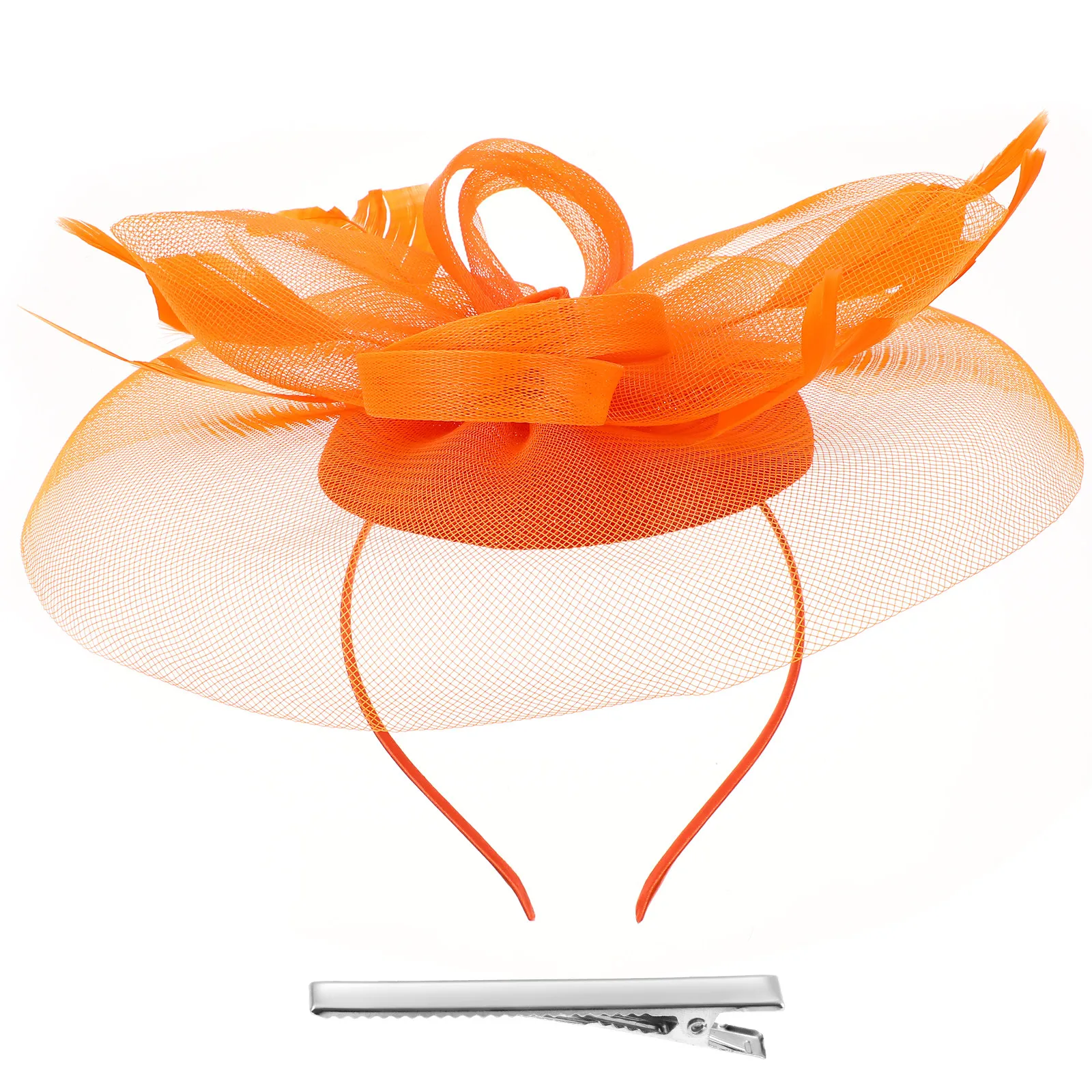

Women Fascinator Headband Hat Gauze Tea Party Wedding Banquet Headdress Artificial Plume Mesh Design Lightweight Comfortable