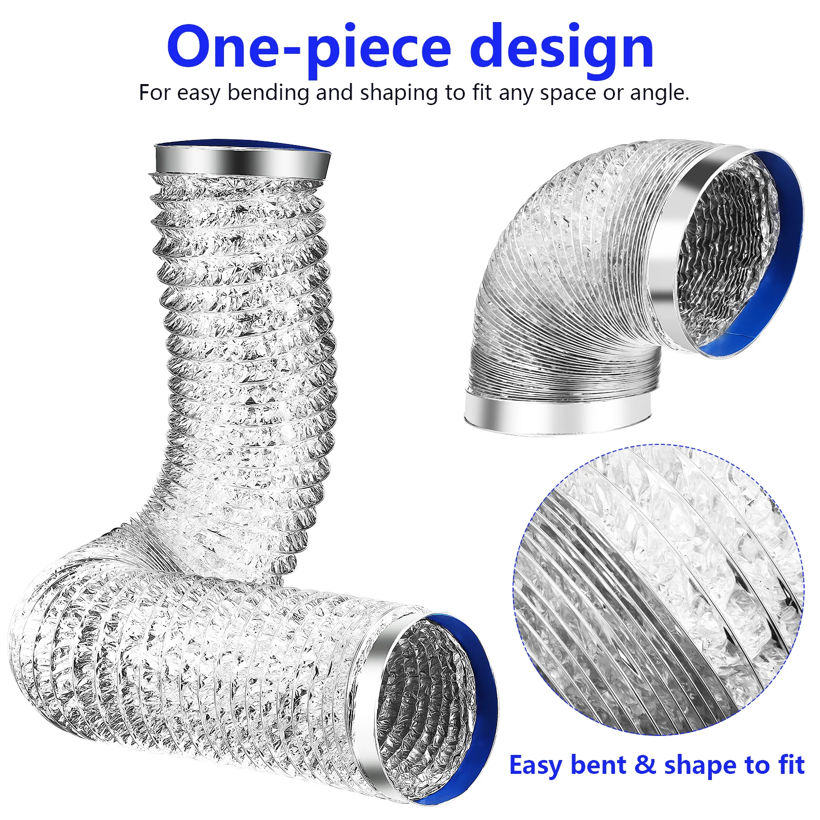 

150mmx2m Aluminum Foil Smoke Exhaust Hose 2 Adjustable Clamps 5cmx20cm Tape Dryer Vent Duct Air Ducting Kitchen Stove Chimney