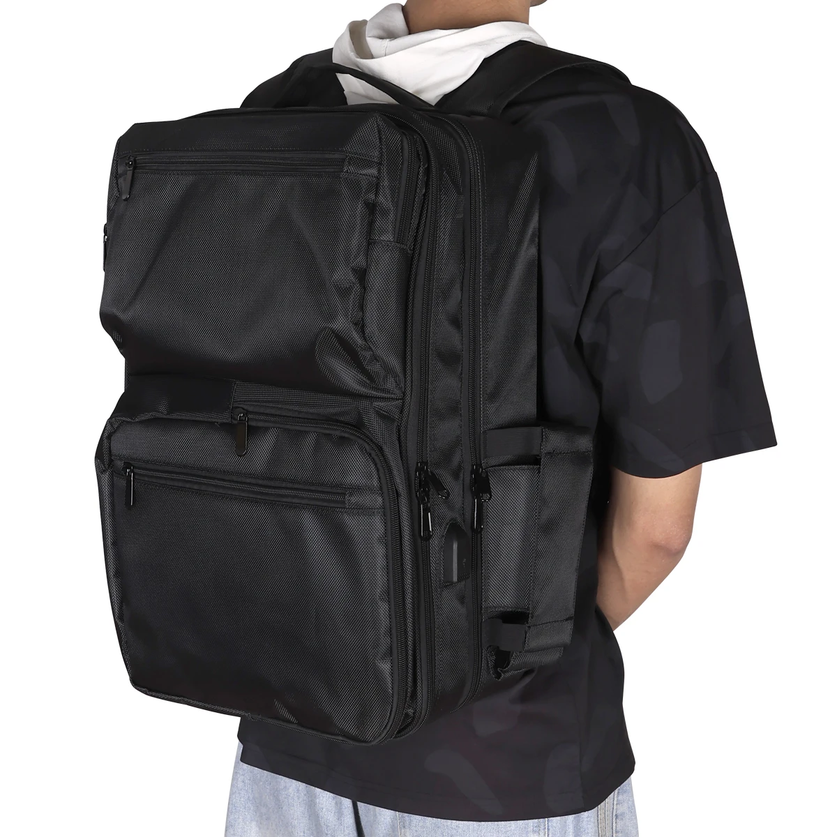 Tas Ransel Makeup untuk Perjalanan dengan Organizer Kosmetik Besar yang Dapat Digeser, Baki Penyimpanan, Pembagi yang Dapat Disesuaikan, Tas Peralatan Barber ﻿