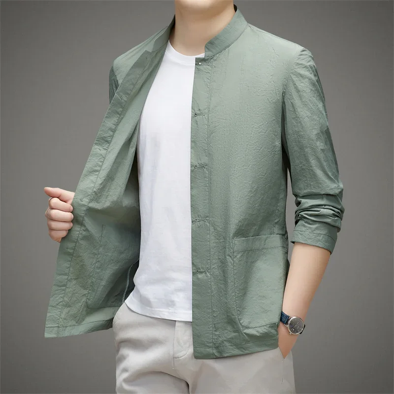 

Men's Ice Silk Sun Protection Shirt - Summer Breathable Stand Collar Casual Thin Jacket, Anti-Wrinkle Lightweight