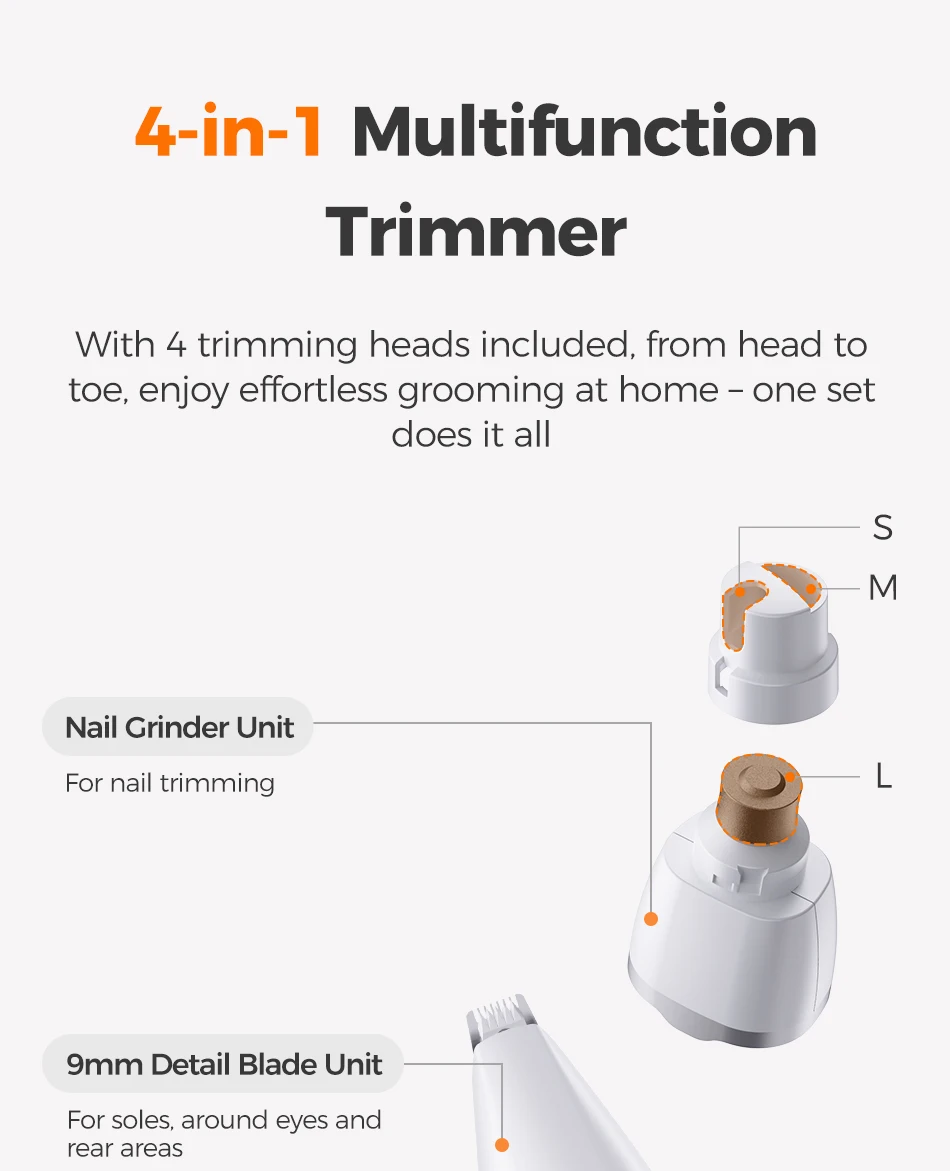 ROJECO Elektrischer Haustiertrimmer, 4-in-1, professionelles Pflegeset für Hunde- und Katzenhaare, multifunktionaler Hundetrimmer, Haarschneidemaschine, Rasierer – Detail 3