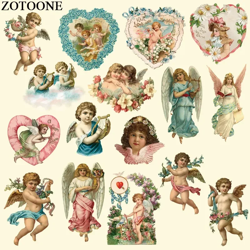 ZOTOONE Angel Patch Iron On Transfers for Clothing T-shirt Dress DIY Angle Girl Decoration Heat Transfer Stickers For Clothes C