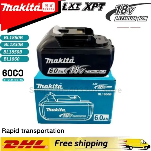 2026 Genuine Origina Makita 18V 6.0ah Power Tools Li-ion Rechargeable LXT battery BL1860B BL1850 BL1840 for 18V with Power Tools
