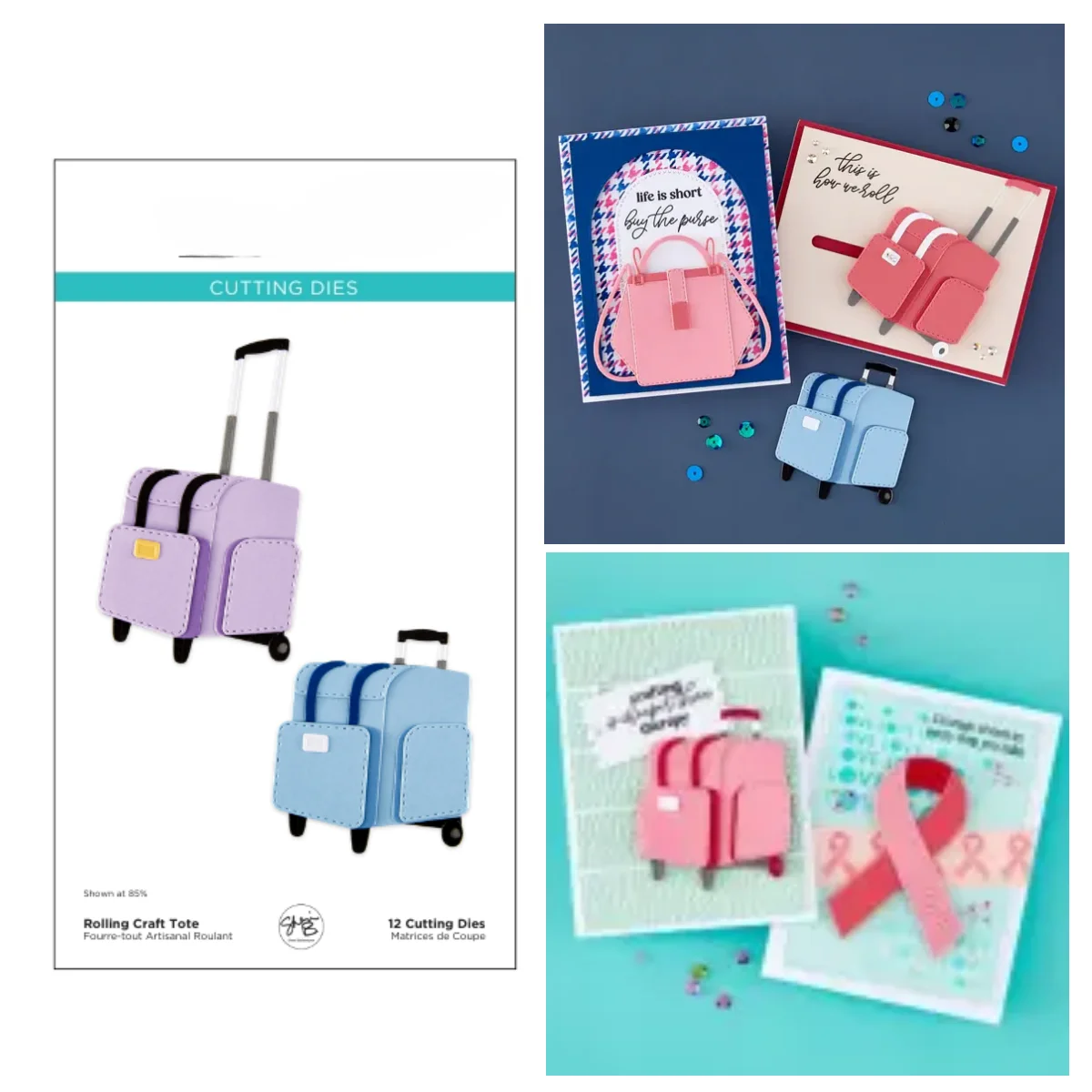 

Rolling Craft Tote Purse Ribbons Metal Cutting Dies Clear Stamps for DIY Decorating Scrapbook Paper Card Embossing Craft 2026