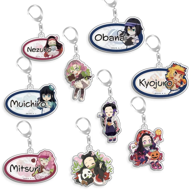 For Demon Slayer Iguro Obanai Kamado Nezuko Rengoku Kyojuro Acrylic Selfmade Cartoon Anime Keychain Pendant Toy Gift 5cm