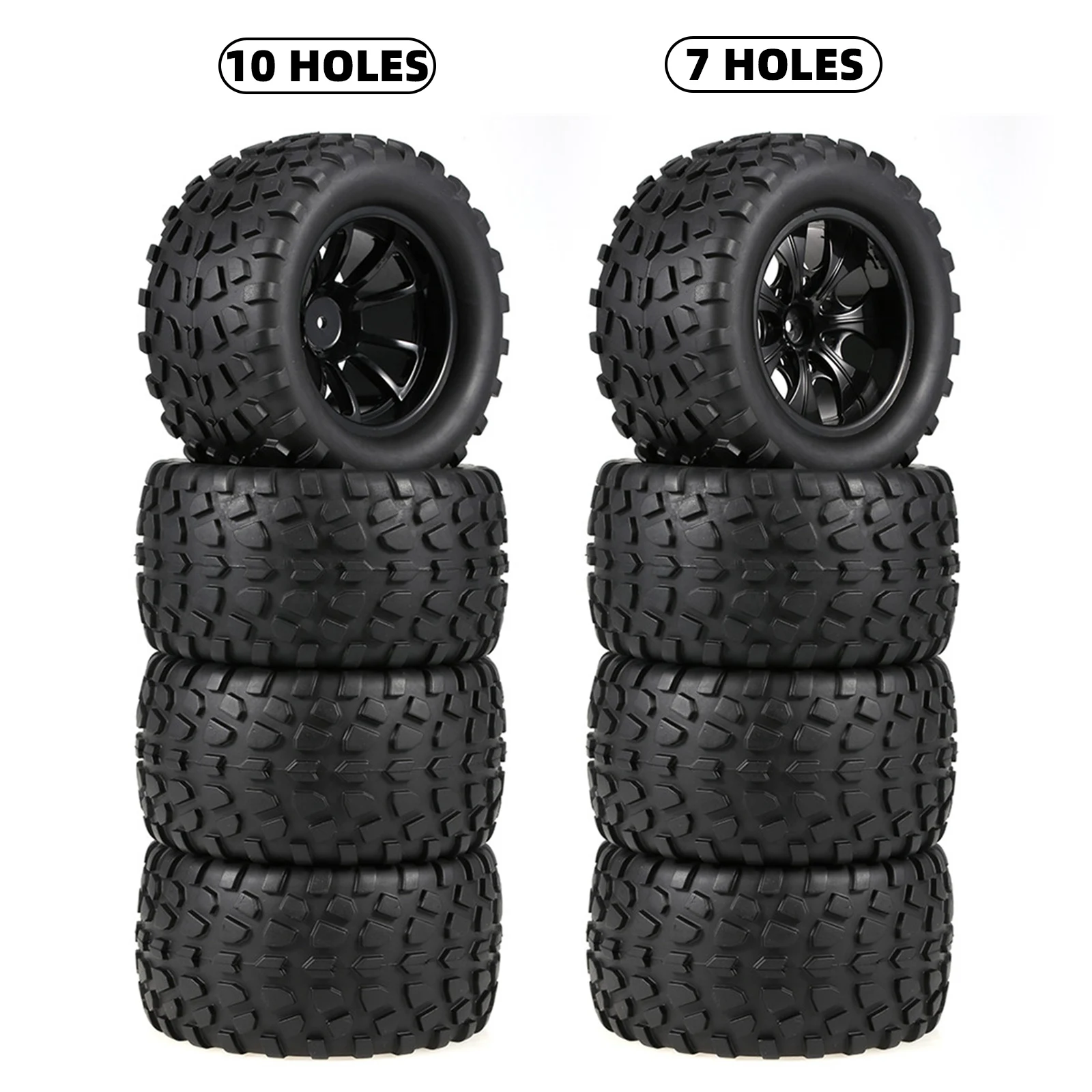Lot de 4 pneus de camion monstre RC à l'échelle 1/10 avec 5 rayons de Lot de 4 pneus de camion monstre RC à l'échelle 1/10 avec 5 rayons de