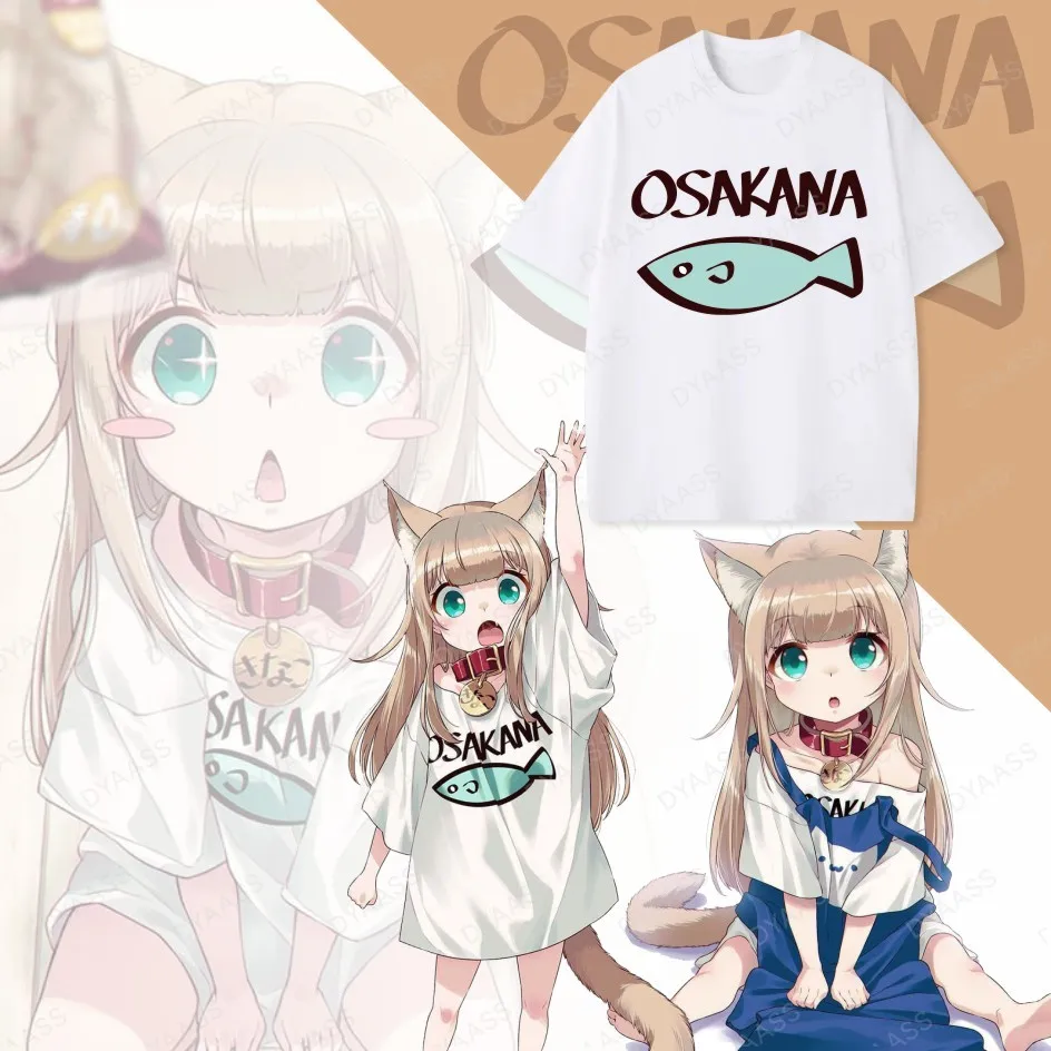

Hot Japan Anime Cos OSAKANA Casual T-shirt Round Neck Loose Short Sleeve Cotton Top Suitable for Men and Women