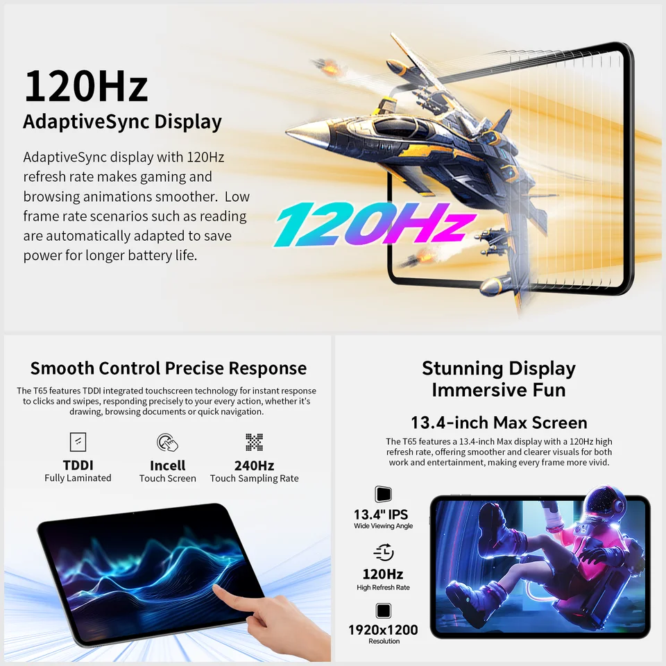 Teclast T65 Android 16 Tablet 120Hz 13.4 Inches Max. 26Gb Ram