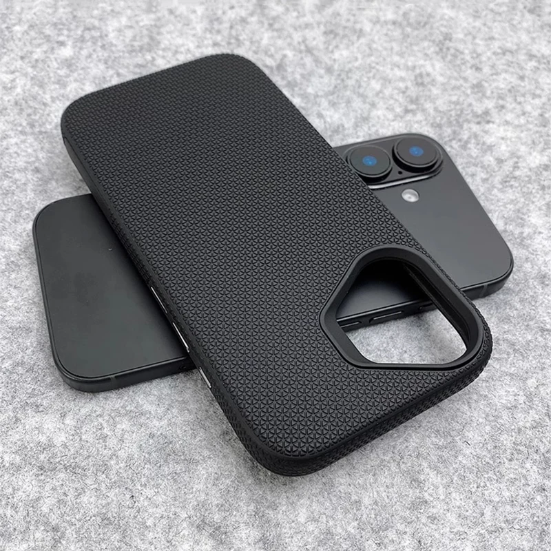 New Models 2 in 1 Grid Texture Phone Case for iPhone 17 Pro 15 16 pro max 14 13 12 Simple Anti slip Shockproof Phone Back Cover