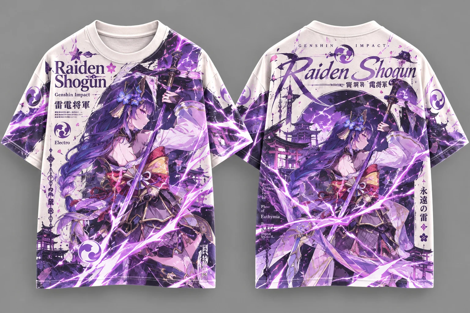 Genshin Impact Furina Raiden Shogun Eula Venti Hu Tao Game Anime Print Tops, Y2K Street Cosplay for Men Women for Game Fans