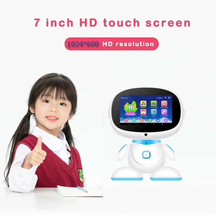 High-Quality 7 Inch Kids Smarr Robot All-in-One Learning Play Companion Device with Microphone for Preschools Tutoring Centers