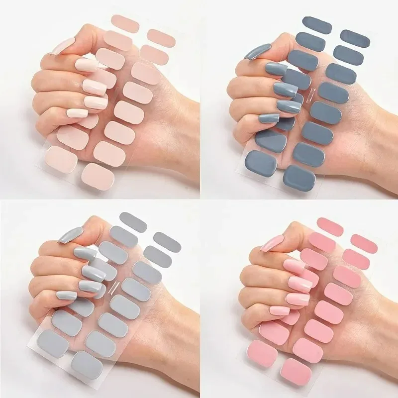جديد للنساء الفتيات ملصقات الأظافر 12 ورقة × 16 قطعة يلتف كامل شرائط طلاء الأظافر ، ذاتية اللصق هلام مسمار ملصقات فنية