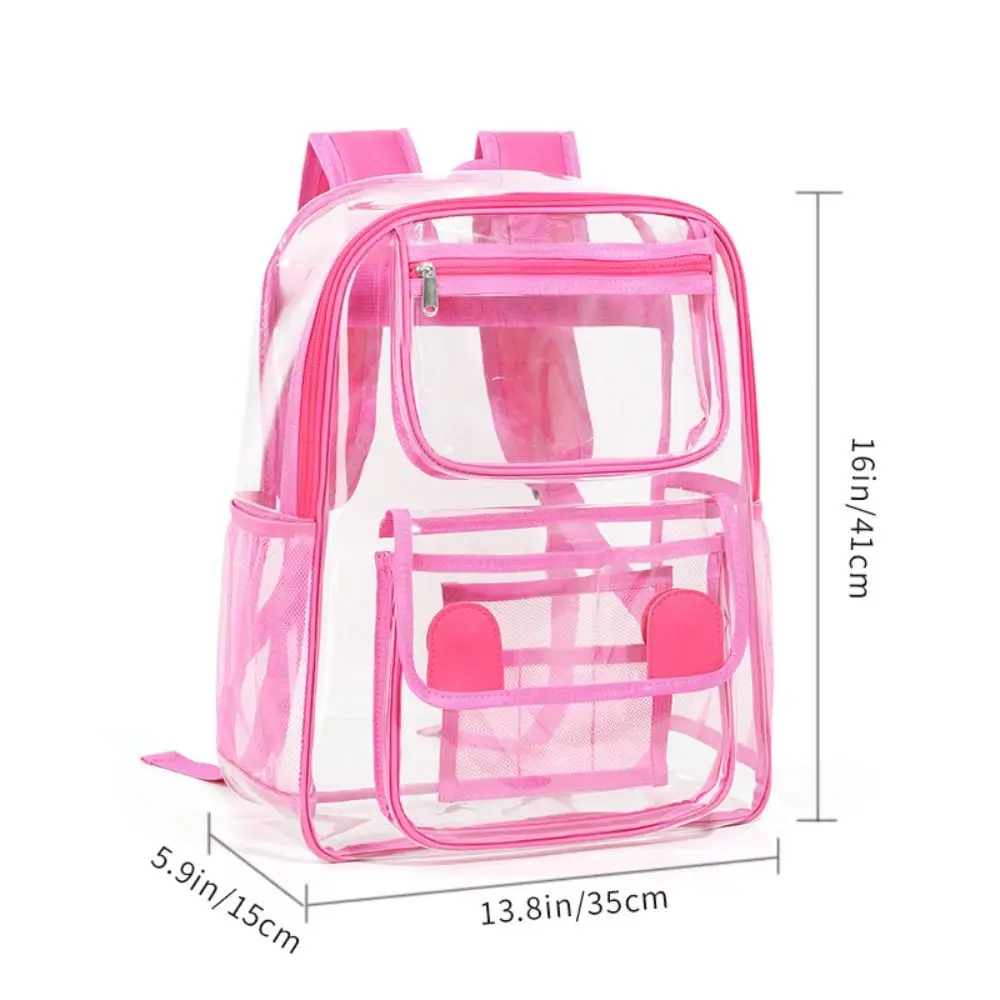Fashion Large Capacity Transparent Backpack Zipper Waterproof PVC Backpack Knapsack Visible Students School Bag Travel