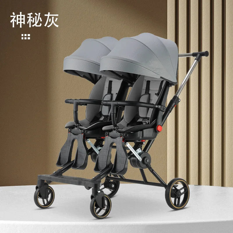 

Twin Baby Stroller Stroller Lightweight Foldable Sitting Reclining Twin Rotating Seats