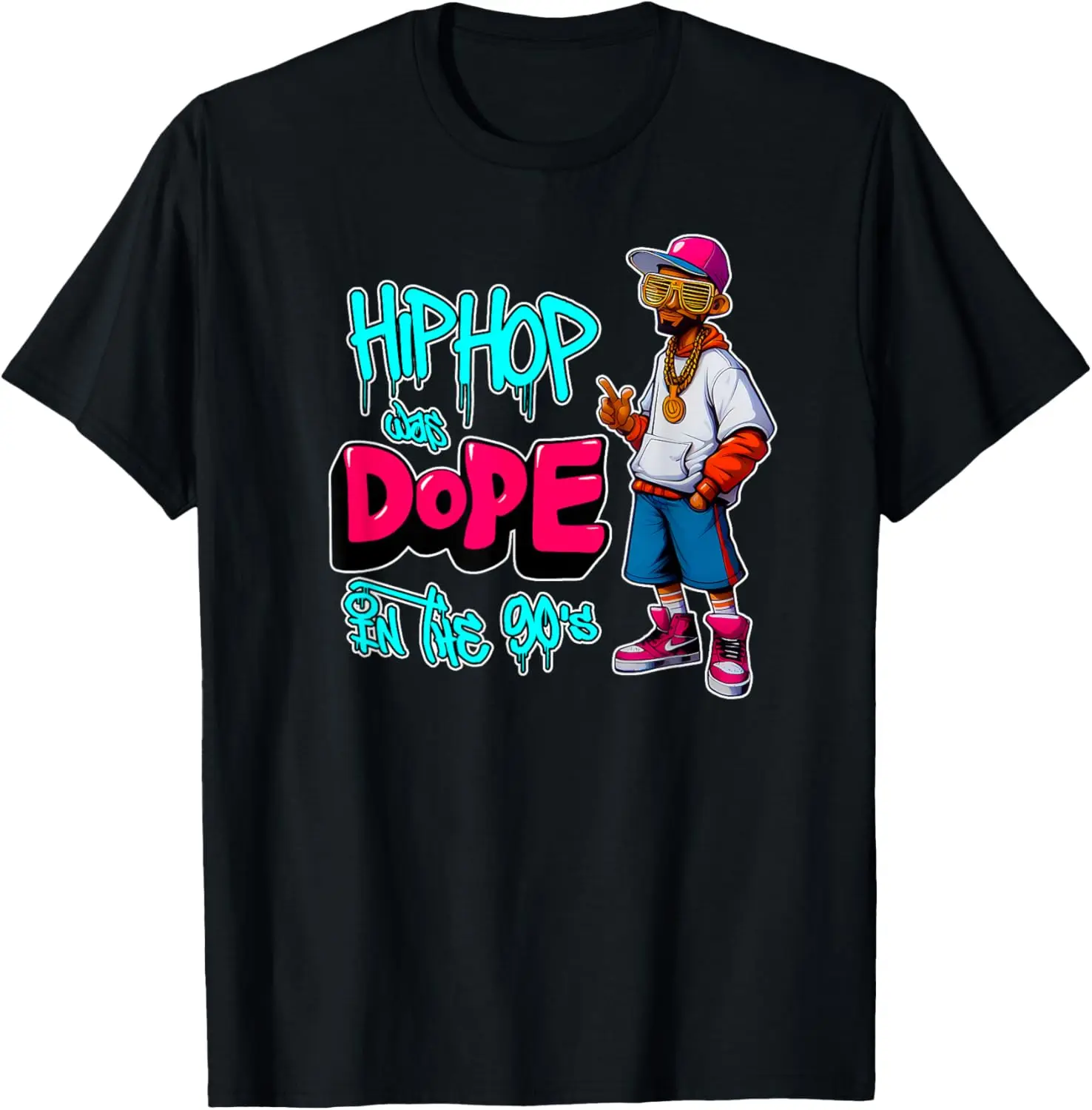 HIP HOP WAS DOPE IN THE 90s Hip Hop Graffiti Cartoon T-Shirt