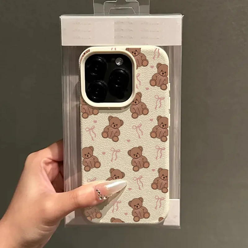 귀여운 나비넥타이 곰 리치 패턴 폰 케이스 삼성 갤럭시 S25 FE S24 울트라 S23 플러스 S22 A36 A56 A55 A54 A16 A15 A35 커버 썸네일 3