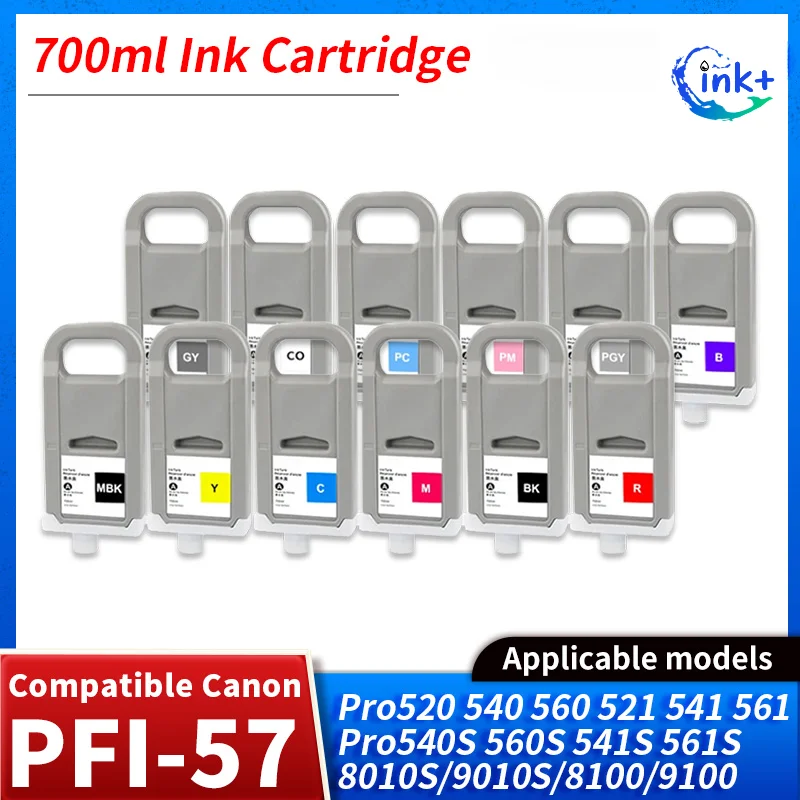 

PFI57 PFI-57 PFI 57 Pigment Ink Cartridge with Chip Compatible for Canon Pro 520 540 560 521 541 561 540S 560S 541S 561S Printer