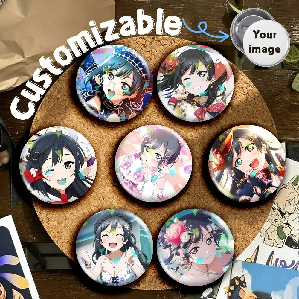 LL-Nijigasaki S-Setsuna Yuki Round Brooch Pins, Personalized Badges With Broken Glass Design Fashion Accessory