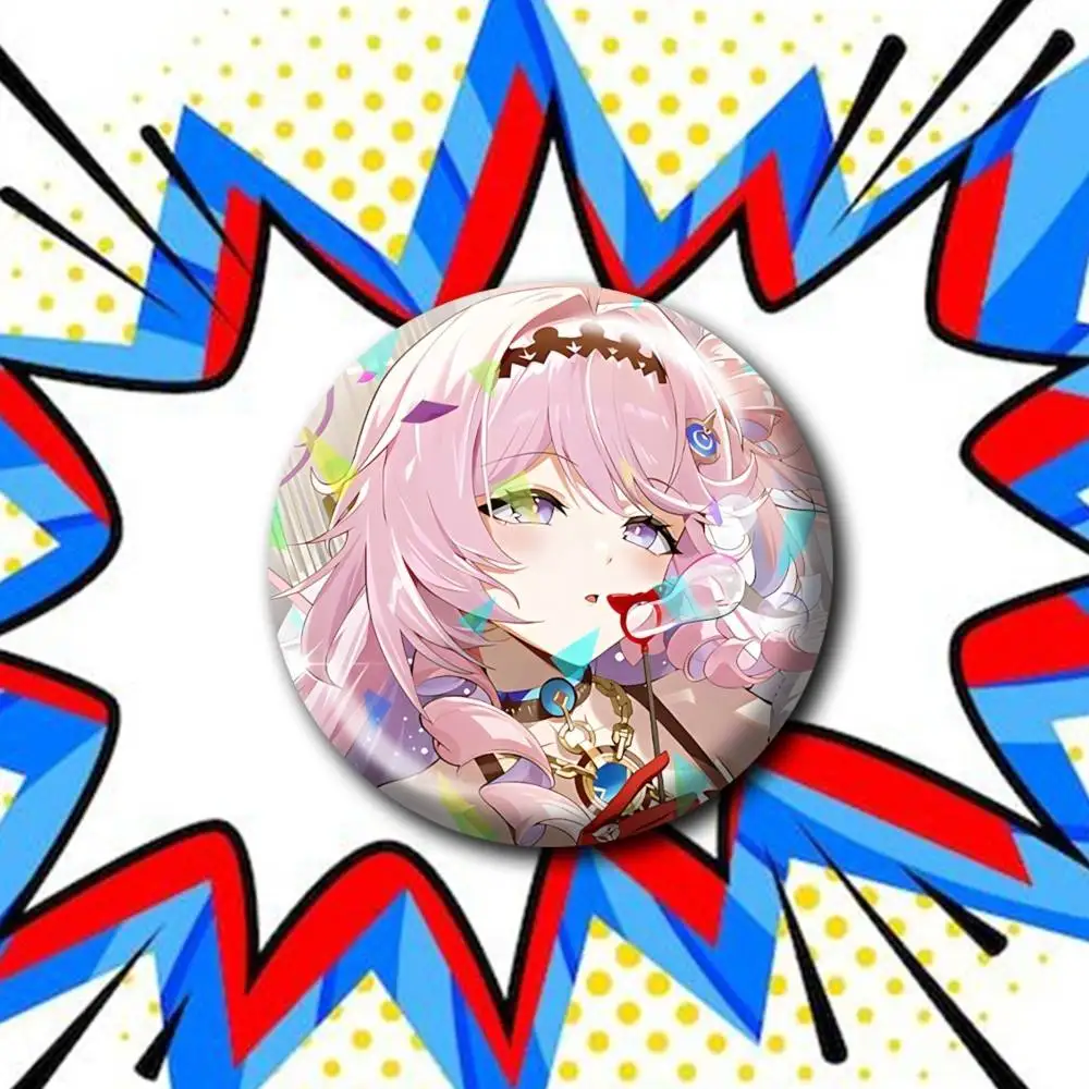 Two-Form Denia Game WuWa  Customizable Round Brooch Pins, Personalized Badges With Broken Glass Design Fashion Accessory