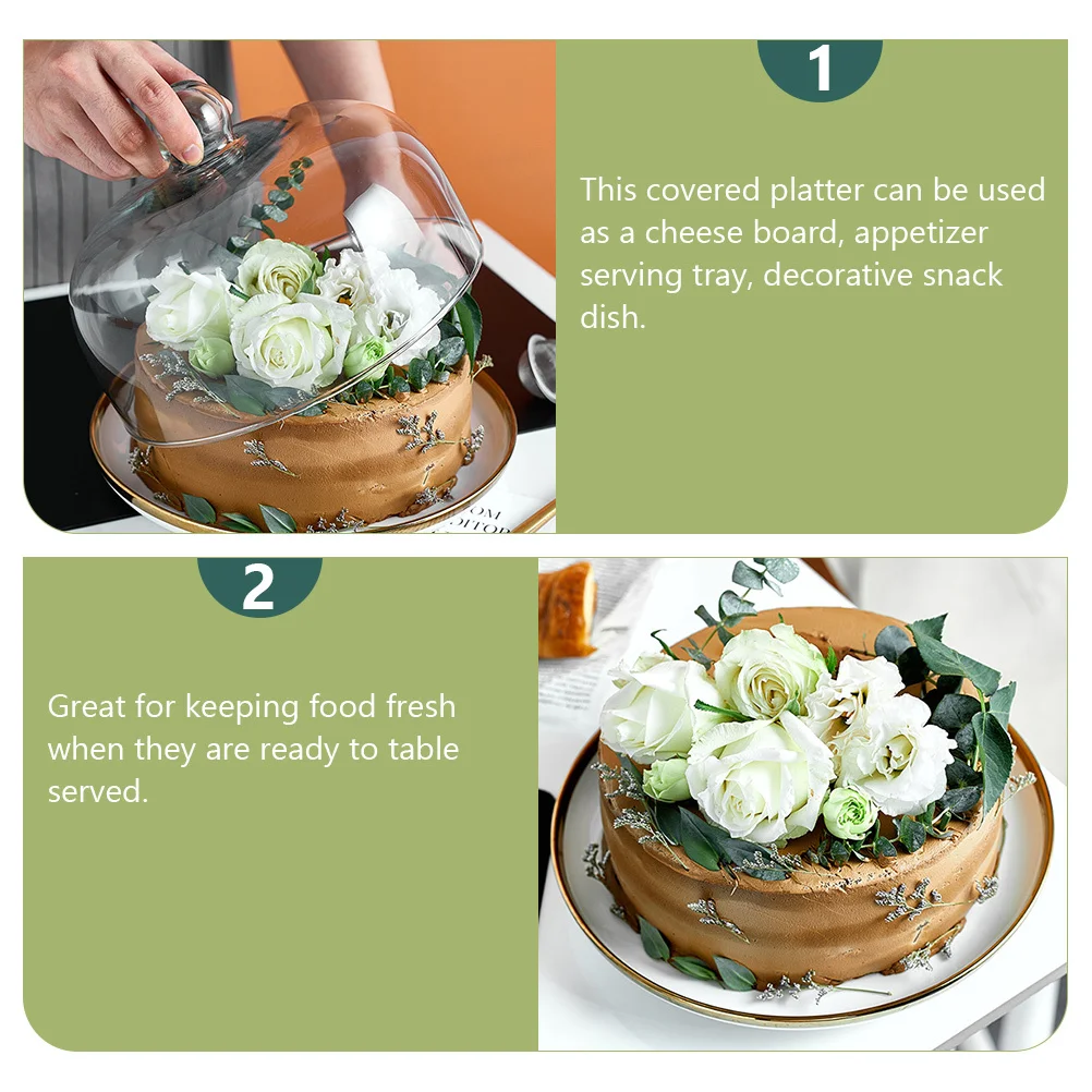 

Anneome Cake Stand with Glass Dome Cover for Dessert Food Snack Display Storage