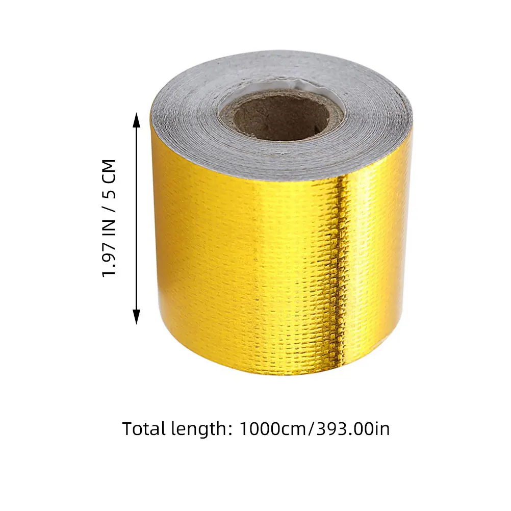 

10M Gold Aluminum Foil Tape 5cm Heat Resistant for Car Exhaust Pipes Repair Duct Seal Insulation Universal Plumbing Adhesive