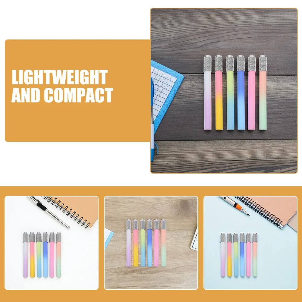 6Pcs Pencil Lengthener Plastic Extender Set for Colored Pencils Sketch Pencils Eyeliner Short Writing Tools Ergonomic Design Art