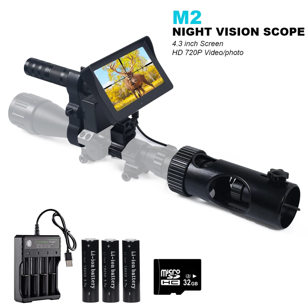 Megaorei 2 Night Vision Riflescopes 4.3 inch Display Infrared Flashlight HD 720P Video Recording DIY Hunting Night Vision Device